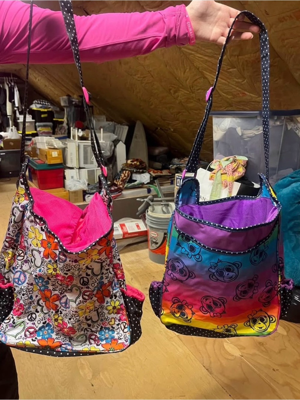 (2) Colorful Shoulder Bags - Pink & Purple Multicolor
